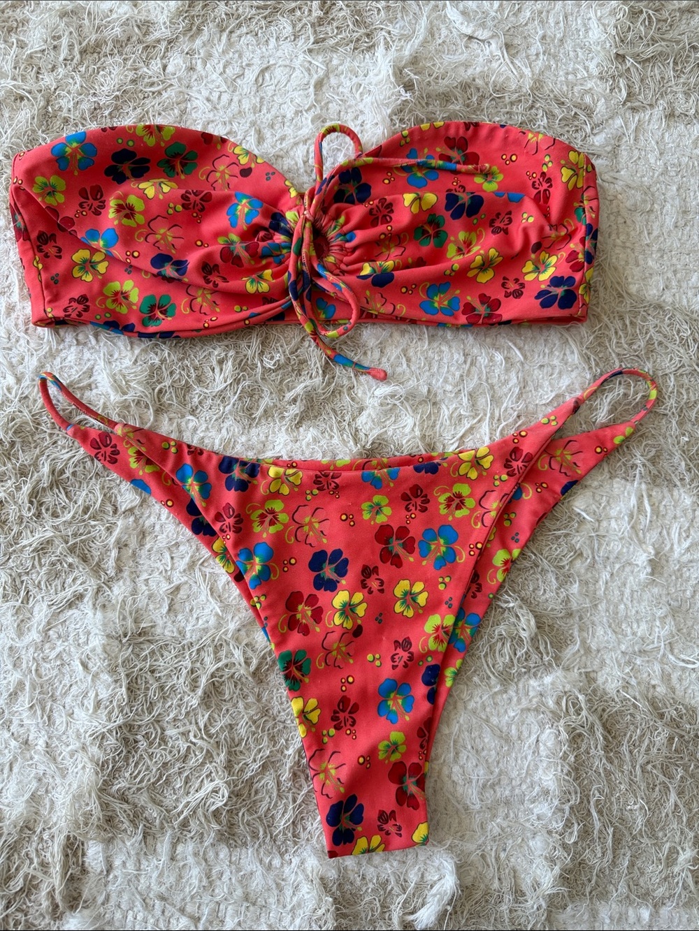 superdown Coral Floral Bandeau Bikini Set